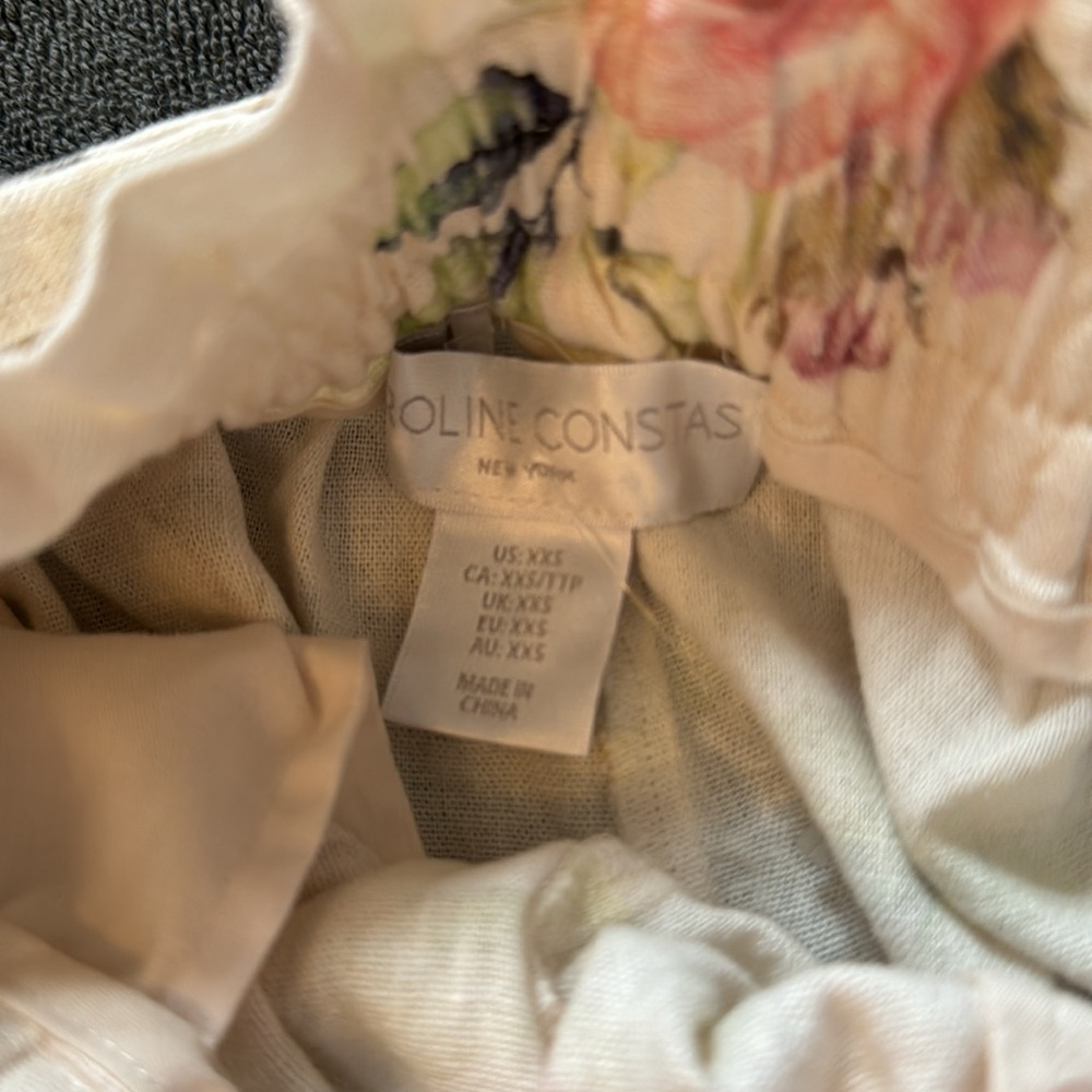 Caroline Constas Floral Linen Crochet Belted Summer Shorts - Picture 7 of 7